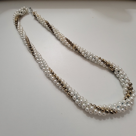 Vintage Gold and Pearl Twist bead necklace - Picture 1 of 4